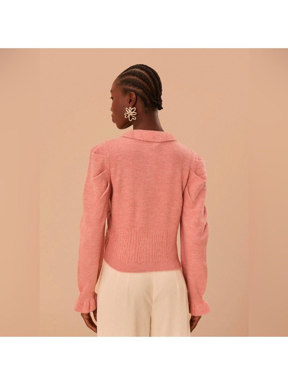 Farm Rio Light Pink Ruffle Knit Cardigan - Picture 7 of 9